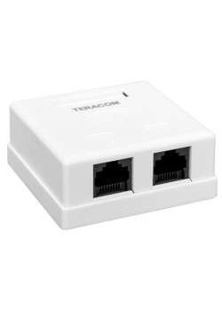 Розетка настенная/ Розетка настенная TERACOM Cat.5E неэкранированная 2 порта RJ-45 Dual IDC белая