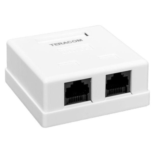 Розетка настенная/ Розетка настенная TERACOM Cat.5E неэкранированная 2 порта RJ-45 Dual IDC белая