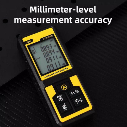 Лазерный дальномер Deli DL331040B  Диапазон измерения 0,05~50м, точность измерения ±3мм