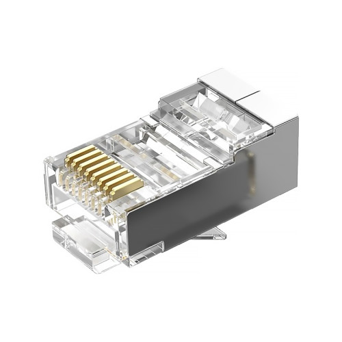 Коннектор Vention RJ45 (8p8c), FTP, cat. 6, под витую пару, экранированный (10шт.) Коннектор Vention RJ45 (8p8c), FTP, cat. 6, под витую пару, экранированный (10шт.)