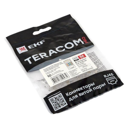 Коннектор/ Коннектор RJ-45 TERACOM PRO неэкранированный 8P8C 30мкд Cat.5E универсальный (упак.10шт)