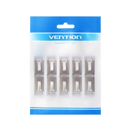 Коннектор Vention RJ45 (8p8c), FTP cat. 5e, под витую пару, экранированный (10шт.) Коннектор Vention RJ45 (8p8c), FTP cat. 5e, под витую пару, экранированный (10шт.)