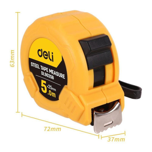 Рулетка Deli DL9025B 5м*25мм, метрическая, ударопрочный корпус