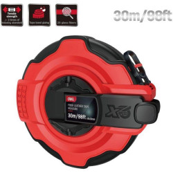 Мерная лента Deli DL9930Y  30м x 14,5мм, ударопрочный корпус с резиновыми вставками, полотно из стекловолокна и ПВХ, увеличенная скорость сматывания ленты