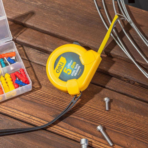 Рулетка Deli DL281025 10м*25мм, метрическая, клипса, ремешок