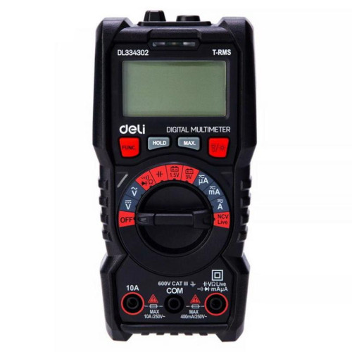 Многофункциональный цифровой мультиметр Deli DL334302 напряж. 0,2-600В, AC/DC, ЖК-дисплей