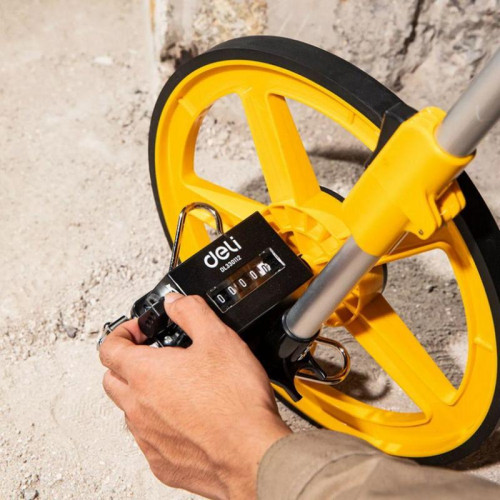 Измерительное колесо с механическим счетчиком (курвиметр) Deli DL330112 диаметр 300мм, точность ±0,5%, значение деления 0,1 мм, складная конструкция