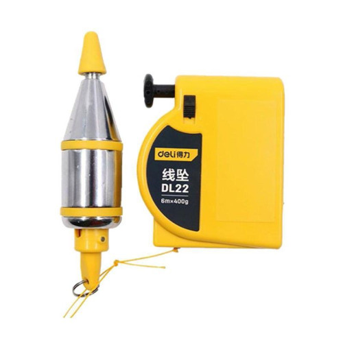 Конусный отвес с магнитным держателем Deli DL22  вес 400гр, длина нити 6м, автоматическое втягивание