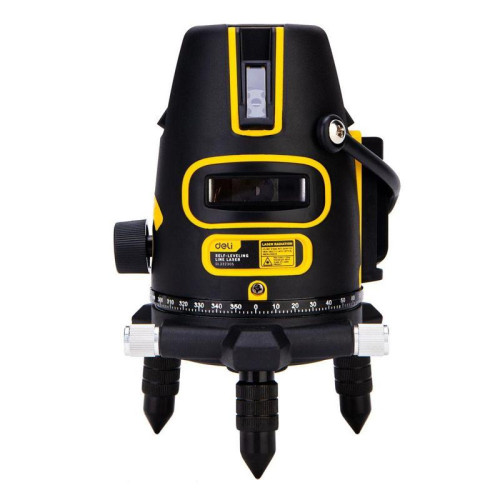 Лазерный уровень Deli DL332305 5 лучей(зеленый цвет), точность +/-1,5мм/7м, угол самовыравнивания 3°, 2АКБ 4 А*ч+ЗУ, время работы до 4 часов, кейс