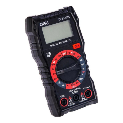 Многофункциональный цифровой мультиметр Deli DL334301 напряж. 0,2-600В, сила тока 0,02-10А, сопр. 0,0002-20 МОм, ЖК-дисплей