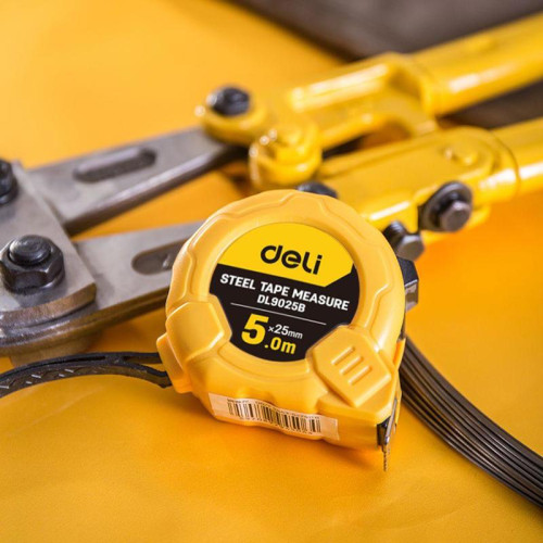 Рулетка Deli DL9025B 5м*25мм, метрическая, ударопрочный корпус