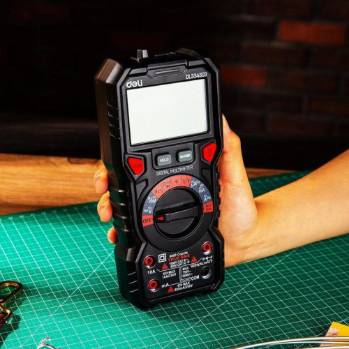 Многофункциональный цифровой мультиметр Deli DL334303 напряж. 0-1000В, сила тока 0,02-10А, сопр. до 60 МОм, ЖК-дисплей