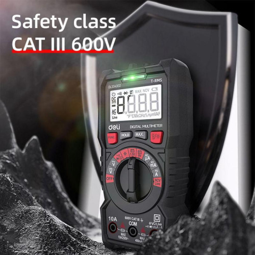 Многофункциональный цифровой мультиметр Deli DL334302 напряж. 0,2-600В, AC/DC, ЖК-дисплей