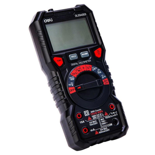 Многофункциональный цифровой мультиметр Deli DL334303 напряж. 0-1000В, сила тока 0,02-10А, сопр. до 60 МОм, ЖК-дисплей
