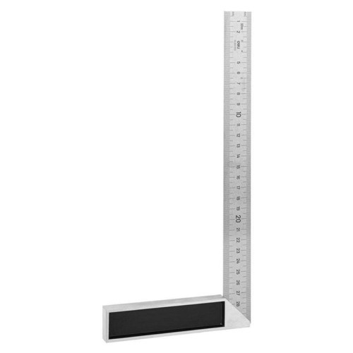 Угловая линейка стальная Deli DL302300 300мм, нержавеющая сталь + алюминиевое основание