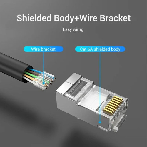 Коннектор Vention RJ45 (8p8c), FTP, cat. 6A, под витую пару, экранированный (50шт.)