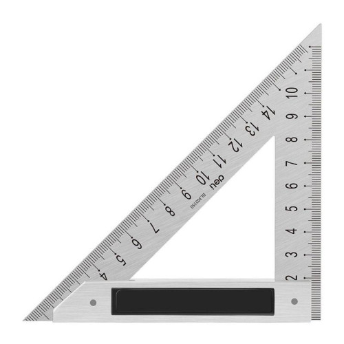 Треугольная линейка стальная Deli DL303150 150мм, нержавеющая сталь + алюминиевое основание