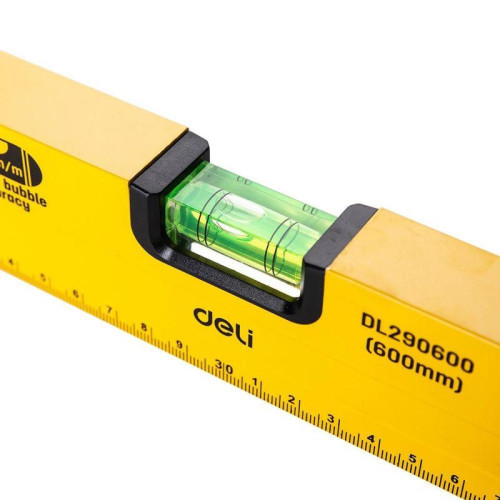 Строительный уровень Deli DL290600 600мм, алюминиевый сплав, мягкие резиновые заглушки, магнит, измерение под углом 45°