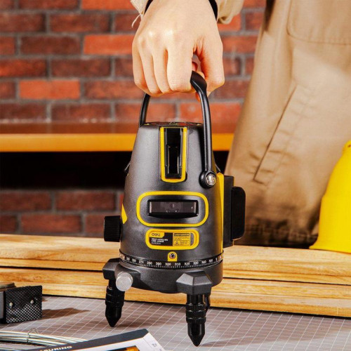 Лазерный уровень Deli DL332303 3 луча(зеленый цвет), точность +/-1,5мм/7м, угол самовыравнивания 3°, 1АКБ 3 А*ч+ЗУ, время работы до 6 часов, кейс