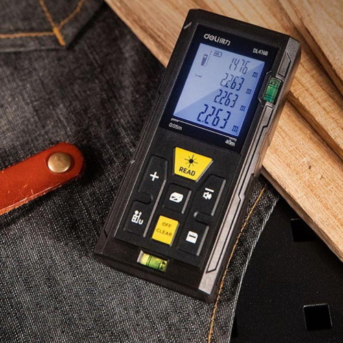 Лазерный дальномер Deli DL4168 Диапазон измерения 0,05;40м, точность измерения ±3мм