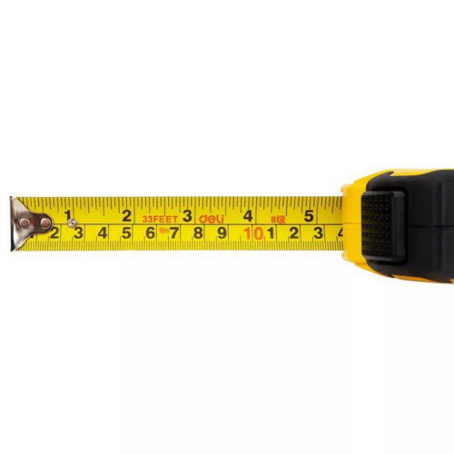 Рулетка Deli DL3799  10м*25мм, Автостоп, ударопрочный корпус, метрическая