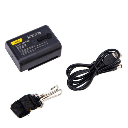 Лазерный уровень Deli DL332303 3 луча(зеленый цвет), точность +/-1,5мм/7м, угол самовыравнивания 3°, 1АКБ 3 А*ч+ЗУ, время работы до 6 часов, кейс