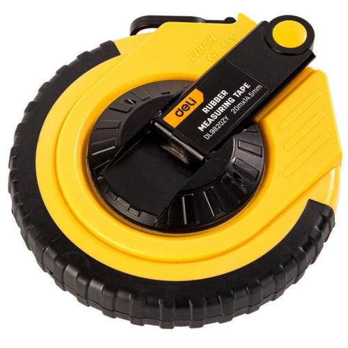 Мерная лента Deli DL9820ZY 20м x 14.5мм, ударопрочный корпус, полотно из стекловолокна и ПВХ