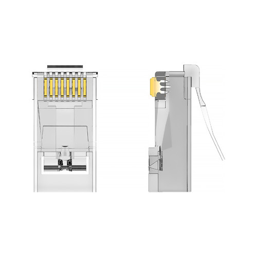 Коннектор Vention RJ45 (8p8c), FTP cat. 5e, под витую пару, экранированный (10шт.) Коннектор Vention RJ45 (8p8c), FTP cat. 5e, под витую пару, экранированный (10шт.)