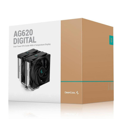 Кулер Deepcool AG620 Digital Soc-AM5/AM4/1151/1200/2066/1700 черный 4-pin 29.4dB Al+Cu LCD 260W 1370gr Ret (R-AG620-BKNDMN-G-1) [R-AG620-BKNDMN-G-1]
