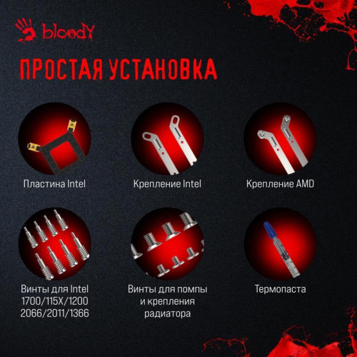 Система водяного охлаждения Bloody BD-LC360ARGB1 ARGB Soc-AM5/AM4/1151/1200/2066/1700 черный 4-pin 22-35dB Al+Cu 300W 1500gr Ret (BD-LC360ARGB1-BK) [BD-LC360ARGB1-BK]