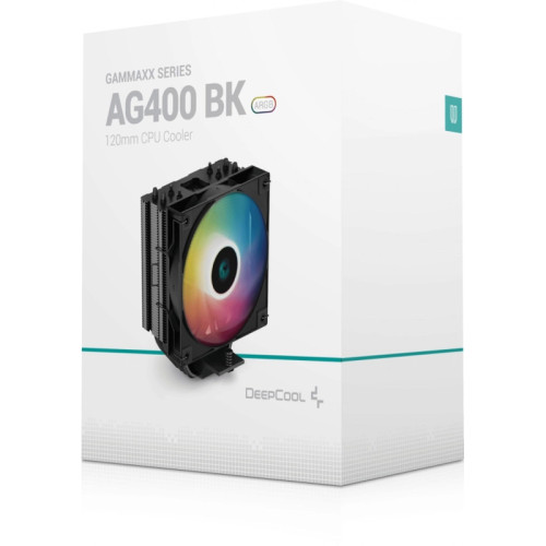 Кулер Deepcool AG400 Bk ARGB Soc-AM5/AM4/1200/1700/1851 черный/белый 4-pin 31.6dB Al+Cu 220W 614gr Ret (R-AG400-BKANMC-G-2) [R-AG400-BKANMC-G-2]