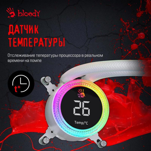 Система водяного охлаждения Bloody BD-LC240ARGB2 ARGB Soc-AM5/AM4/1200/1700/1851 белый 4-pin 22-35dB Al+Cu LCD 260W 1100gr Ret (BD-LC240ARGB2-WH)