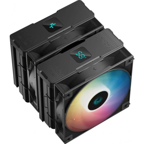 Кулер Deepcool AG620 Digital Bk ARGB Soc-AM5/AM4/1200/1700/1851 черный/белый 4-pin 29.4dB Al+Cu LCD 260W 1370gr Ret (R-AG620-BKADMN-G-2) [R-AG620-BKADMN-G-2]