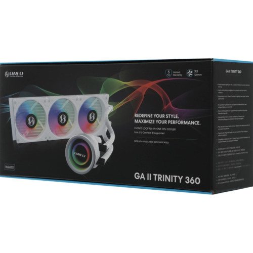 Система водяного охлаждения Lian-Li Galahad II Trinity 360 ARGB Soc-AM5/AM4/1200/1700/1851 белый30dB Al+Cu Ret (G89.GA2T36W.00) [G89.GA2T36W.00]