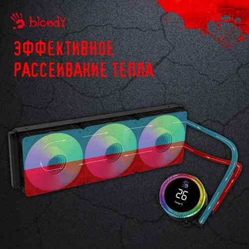 Система водяного охлаждения Bloody BD-LC360ARGB2 ARGB Soc-AM5/AM4/1200/1700/1851 черный 4-pin 22-35dB Al+Cu LCD 300W 1450gr Ret (BD-LC360ARGB2-BK)