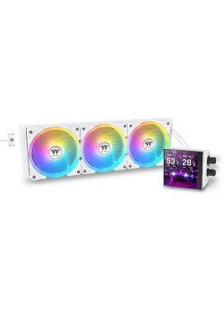 Система водяного охлаждения Thermaltake MAGFloe 420 Ultra Snow ARGB Soc-AM5/AM4/1200/1700/1851 белый 4-pin 34.5dB Al+Cu LCD Ret (CL-W452-PL14SW-A)