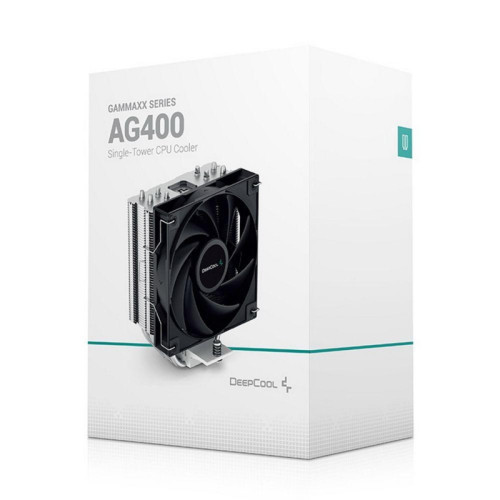 Кулер Deepcool AG400 Soc-AM5/AM4/1200/1700/1851 серебристый/черный 4-pin 18-31.6dB Al+Cu 220W 614gr Ret (R-AG400-BKNNMN-G-1) [R-AG400-BKNNMN-G-1]