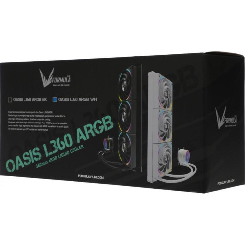 Система водяного охлаждения Formula Oasis L360 ARGB Soc-AM5/AM4/1200/2066/1700/1851 белый 4-pin 1-27dB Al+Cu 360W Ret (OASIS L360 ARGB WH)