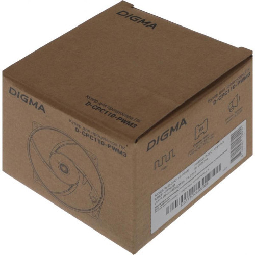 Кулер Digma D-CPC110-PWM3 92x92x25mm Soc-1200/1150/1151/1155 черный 4-pin 25dB Al+Cu 110W 350gr Ret [D-CPC110-PWM3]