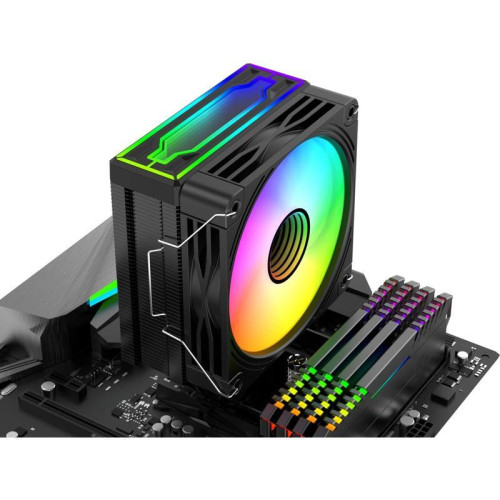 Кулер Bloody BD-AC205-ARGB1 ARGB Soc-AM5/AM4/1151/1200/2066/1700 черный 4-pin 14-26dB Al+Cu LCD 205W 513gr Ret (BD-AC205-ARGB1-BK) [BD-AC205-ARGB1-BK]