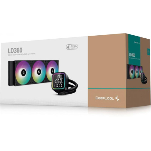 Система водяного охлаждения Deepcool LD360 ARGB Soc-AM5/AM4/1200/1700/1851 черный 4-pin 38.71dB Al LCD 1786gr Ret (R-LD360-BKDMMN-G-1) [R-LD360-BKDMMN-G-1]