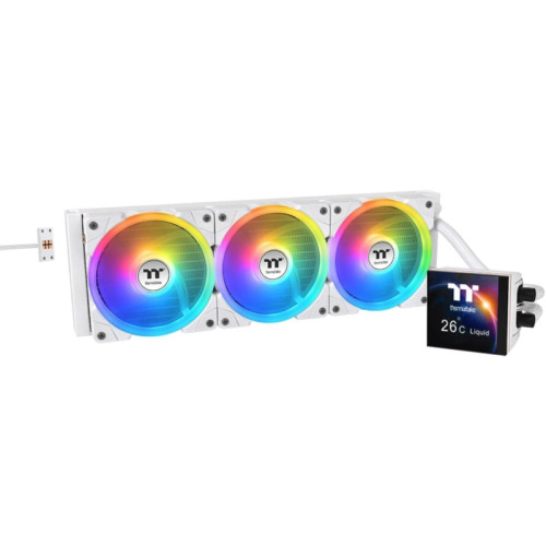 Система водяного охлаждения Thermaltake MAGFloe 360 Ultra Snow ARGB Soc-AM5/AM4/1200/1700/1851 белый 4-pin 30.6dB Al+Cu LCD Ret (CL-W433-PL12SW-A)