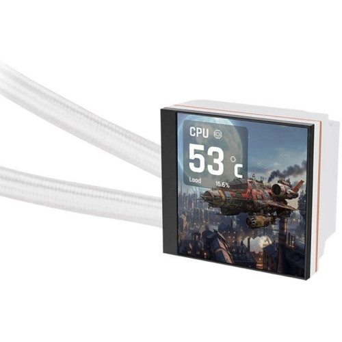 Система водяного охлаждения Thermaltake MAGFloe 420 Ultra Snow ARGB Soc-AM5/AM4/1200/1700/1851 белый 4-pin 34.5dB Al+Cu LCD Ret (CL-W452-PL14SW-A)
