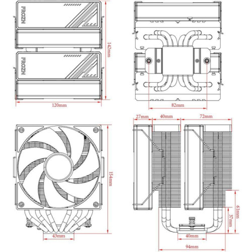 Кулер ID-Cooling Frozn A620 ARGB Soc-AM5/AM4/1200/1700/1851 черный 4-pin 29.9dB Al+Cu 270W 1200gr Ret (FROZN A620 ARGB) [FROZN A620 ARGB]