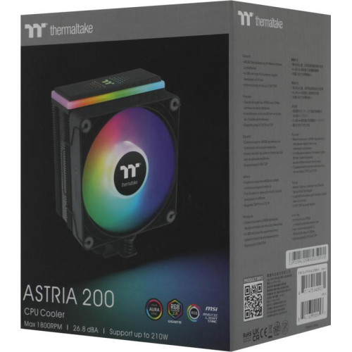 Кулер Thermaltake Astria 200 ARGB Soc-AM5/AM4/1200/1700/1851 черный 4-pin 26.8dB Al 210W Ret (CL-P119-AL12SW-A) [CL-P119-AL12SW-A]
