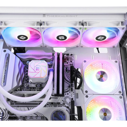 Водяное охлаждение для процессора/ Thermalright Aqua Elite 360 White Argb V3 (360mm, White, ARGB/ Fans: 3x120mm, 66.17CFM, 25.6dBA, 1500RPM/ Pump height 53mm, 23dBA, 3300RPM, Rad thickness 27mm/ S: 1200, 1700, 1851, 2011, 2066, 115X, AM5, AM4) Водяное охлаждение для процессора/ Thermalright Aqua Elite 360 White Argb V3 (360mm, White, ARGB/ Fans: 3x120mm, 66.17CFM, 25.6dBA, 1500RPM/ Pump height 53mm, 23dBA, 3300RPM, Rad thickness 27mm/ S: 1200, 1700, 1851, 2011, 2066, 115X, AM5, AM4)