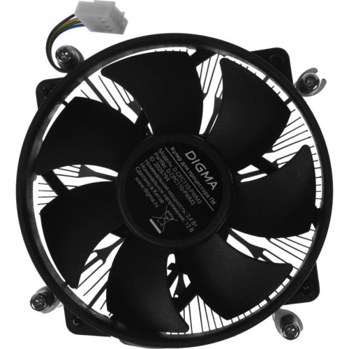 Кулер Digma D-CPC110-PWM3 92x92x25mm Soc-1200/1150/1151/1155 черный 4-pin 25dB Al+Cu 110W 350gr Ret [D-CPC110-PWM3]