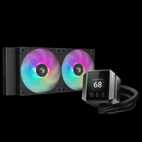 Система водяного охлаждения Deepcool Mystique 240 ARGB Soc-AM5/AM4/1200/1700/1851 черный 4-pin 36.49dB Al LCD 1543gr Ret (R-LX550-BKADSNC-G-1) [R-LX550-BKADSNC-G-1]