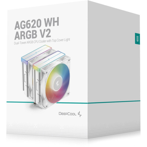 Устройство охлаждения(кулер) Deepcool AG620 Wh V2 ARGB Soc-AM5/AM4/1200/1700/1851 белый 4-pin 15-29.4dB Al+Cu 260W 1330gr Ret (R-AG620-WHAMMN-GJD) Устройство охлаждения(кулер) Deepcool AG620 Wh V2 ARGB Soc-AM5/AM4/1200/1700/1851 белый 4-pin 15-29.4dB Al+Cu 260W 1330gr Ret (R-AG620-WHAMMN-GJD)