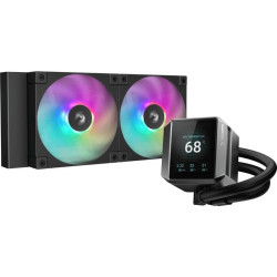 Система водяного охлаждения Deepcool Mystique 240 ARGB Soc-AM5/AM4/1200/1700/1851 черный 4-pin 36.49dB Al LCD 1543gr Ret (R-LX550-BKADSNC-G-1) [R-LX550-BKADSNC-G-1]
